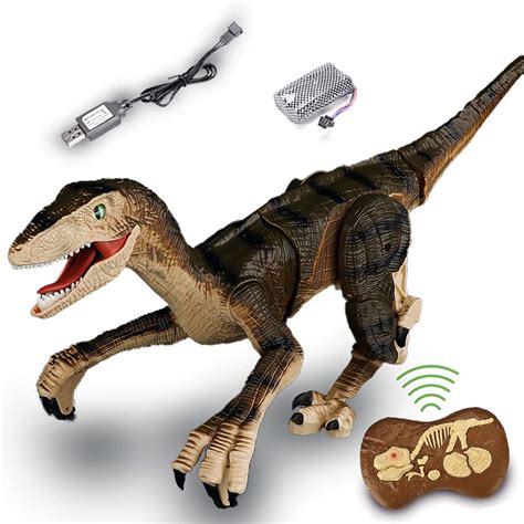 Buy Kidwala Rechargeable RC Intelligent Dinosaur Robot,Simulation Walking Velociraptor Blue with ...