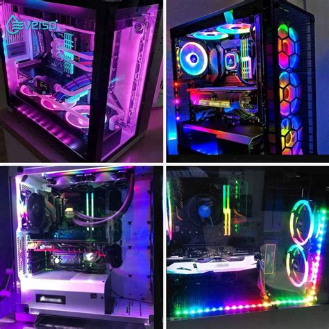 [2 light strips]Gaming PC Case Light Kit RGB LED Aura Mid Tower ...