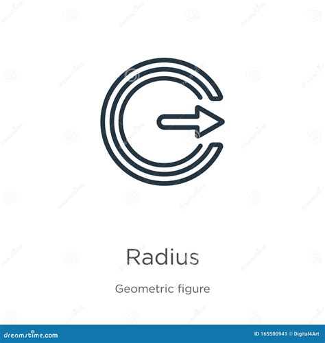 Radius Icon. Thin Linear Radius Outline Icon Isolated on White Background from Geometry ...