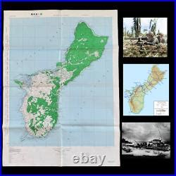 Rare Wwii 1944 D-day Invasion Map Battle Of Guam Pacific Army & Usmc Operations | Original Wwii Army