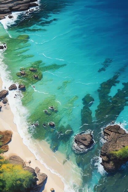 Premium Photo | A beach with rocks and sand