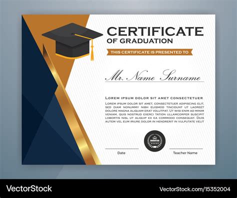 High school diploma certificate template design Vector Image