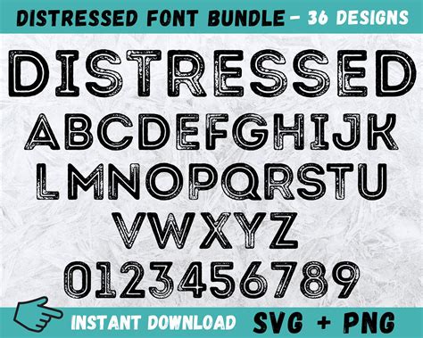 Distressed Font SVG, Grunge Font Svg, Grunge Vintage Font Svg, Distressed Digital Alphabet, Font ...