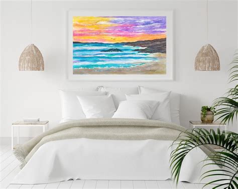 SEASCAPE AT SUNSET Watercolor Print Sunset Painting Print - Etsy