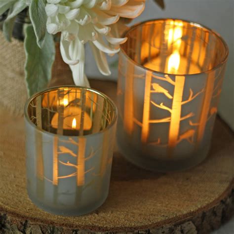 Frosted Glass Tea Light Holders With Gold Branches By The Wedding of my ...