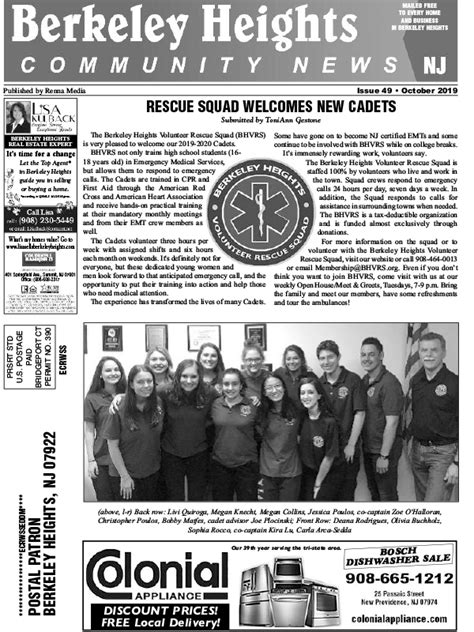 Renna Media | Berkeley Heights Community News October 2019 Issue