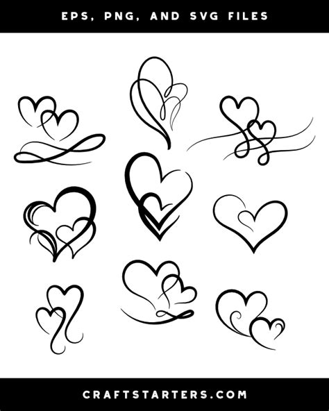 Fancy Double Heart Silhouette Clip Art