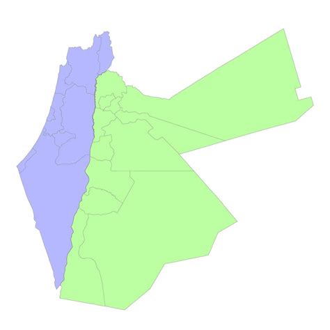 High quality political map of Israel and Jordan with borders of the ...