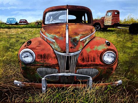 Rust Deluxe- Classic Car Art Oil Painting on Wood Panel #carart #carartist #classiccar # ...
