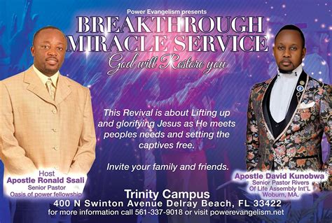 Breakthrough Miracle Service, Trinity Delray Lutheran Church and School, Delray Beach, December ...