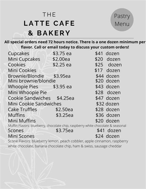 Pastry Menu - THE LATTE CAFE & BAKERY