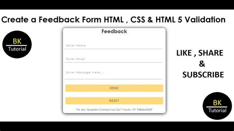 Create a Feedback Form HTML,CSS and HTML5 Validation Part-1 by BK ...