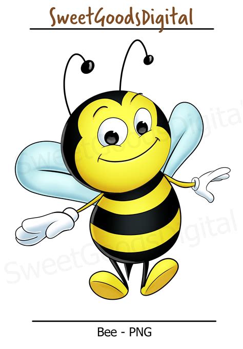 Bee Clip Art Cartoon Bee PNG Cute Bee for Printable Art 300DPI Instant Download - Etsy