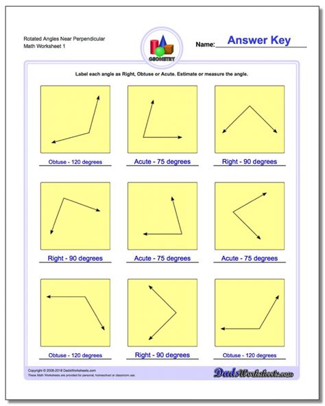 Angles, Right, Obtuse, Acute - Math Worksheets Printable