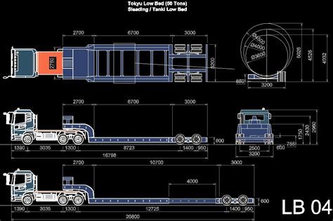 Lowboy Trailers 2D DWG Plan for AutoCAD • Designs CAD