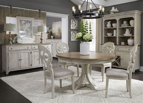 Farmhouse Reimagined Antique White Extendable Oval Dining Room Set from Liberty | Coleman Furniture
