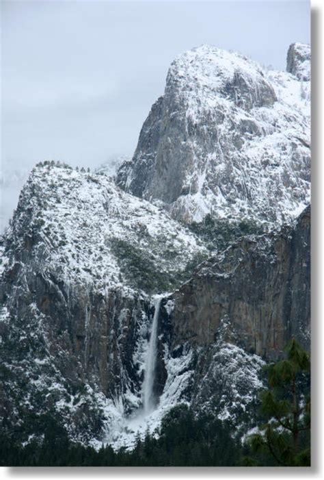 Bridalveil Fall and Cathedral Rocks in Winter