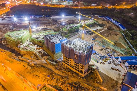 City Evening Construction Site Building Aerial Photography Night View ...