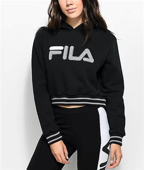 FILA Penelope Black Cropped Hoodie | Zumiez