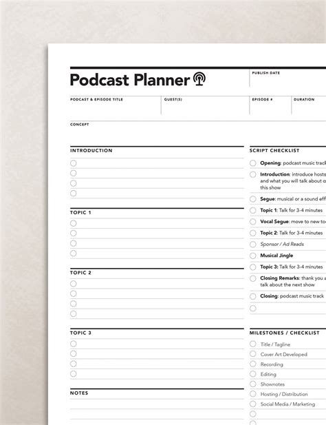 Podcast Content Planner Worksheet | Rumble Design Store