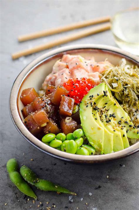 Ahi Tuna Poke Bowl Recipe with Spicy Salmon | Umami Girl