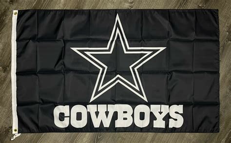 Dallas Cowboys Logo Flag 3x5 ft Sports Black Banner Man-Cave Garage