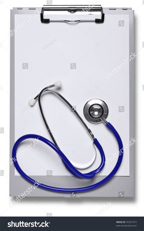 Photo Of A Metal Hospital Clipboard And Stethoscope With Blank Paper To Add Your Own Notes, Cut ...