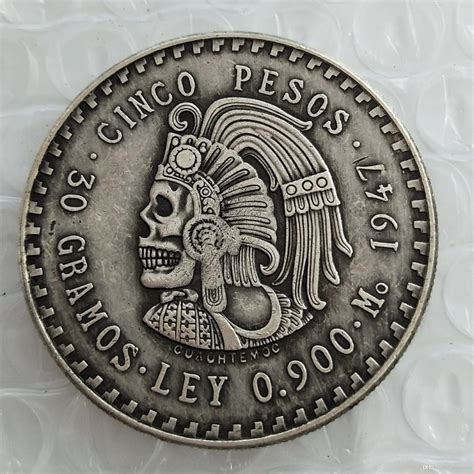 Moneda 5 Pesos Cuauhtemoc 1947 Moneda De Colección 38mm - $ 399.00 en Mercado Libre