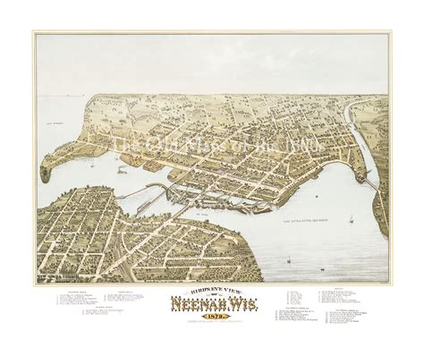 Full color fine art map of Neenah, Wisconsin in 1879