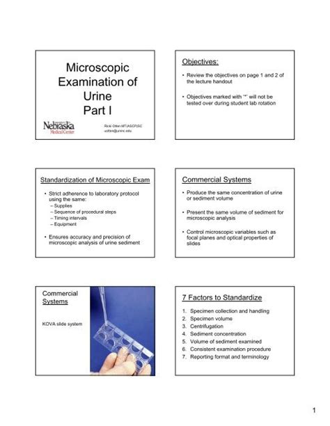 Microscopic Examination of Urine Part I - UNMC