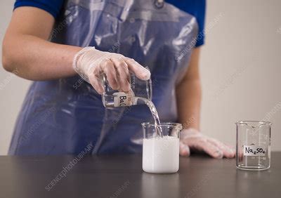 Combining Barium Chloride and Sodium Sulphate - Stock Image - C036/3661 - Science Photo Library