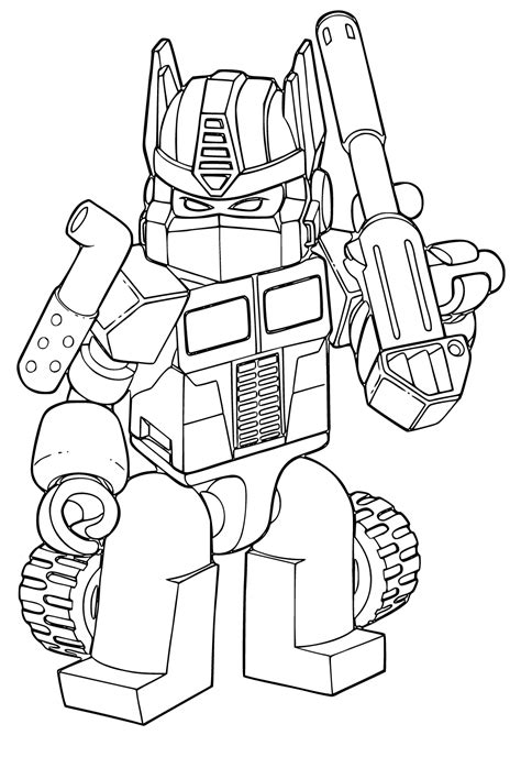 Free Printable Optimus Prime Lego Coloring Page for Adults and Kids - Lystok.com
