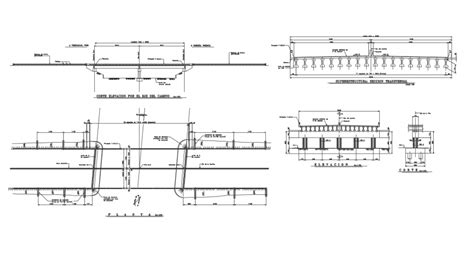 Plan, Elevation and Sectional Detail of Bridge Layout