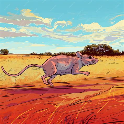 Premium AI Image | Cartoon Rat Sprinting Across Vibrant Australian Desert Landscape