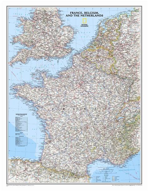 France, Belgium, and The Netherlands Classic Wall Map | National geographic maps, National ...