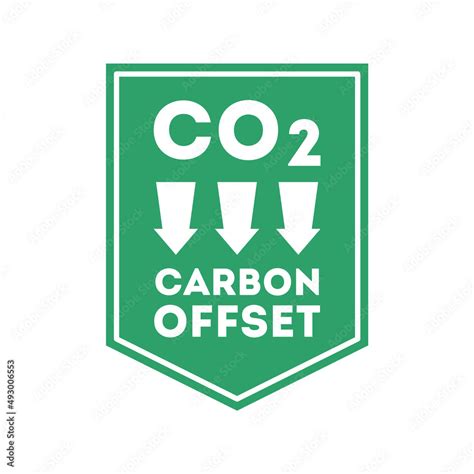 Carbon offset label or sign. Greenhouse gases reduction. CO2 offset ...