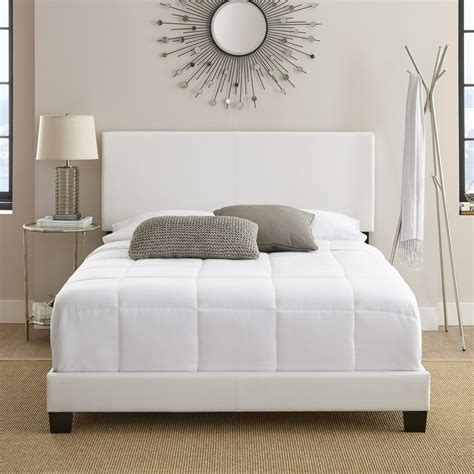 Premier Sutton Upholstered Faux Leather Platform Bed Frame, Queen, White - Walmart.com - Walmart.com