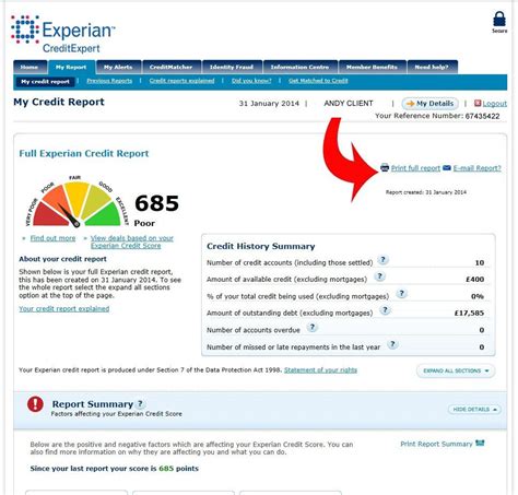 Experian credit score file Printable