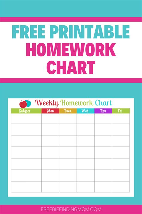 Free Homework Chart Printable - Freebie Finding Mom | Homework chart ...