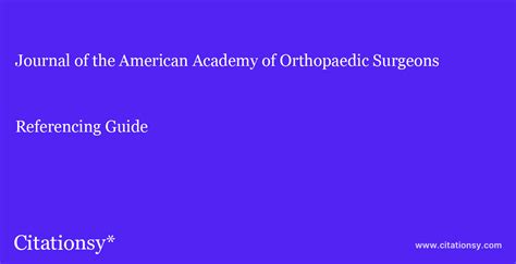 Journal of the American Academy of Orthopaedic Surgeons Referencing ...