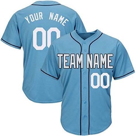 Custom Baseball Jersey Embroidered Your Names and Numbers – Light Blue - Blank Jerseys
