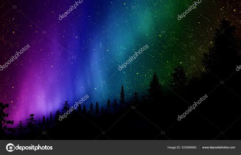 Aurora Borealis Night Mountain Starry Night Stock Photo by ©vishkovica ...