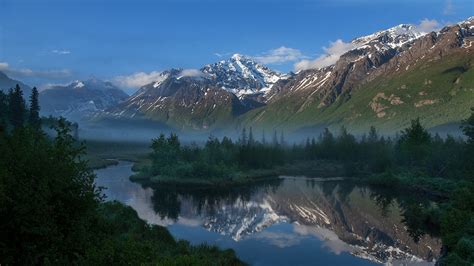 Photos Alaska USA Nature Mountains Forests river 1920x1080