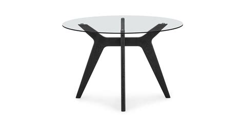Emmer Painted Black Wood & Glass Round Dining Table | Article