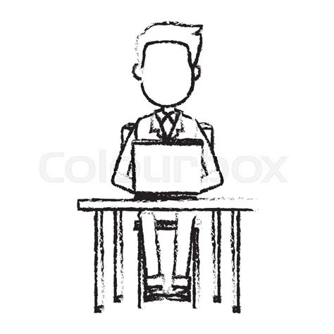 Person working on computer sitting on ... | Stock vector | Colourbox