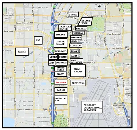 Las Vegas Strip Map Excalibur