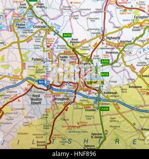 Road Map of Swindon, Wiltshire, England Stock Photo: 76008103 - Alamy