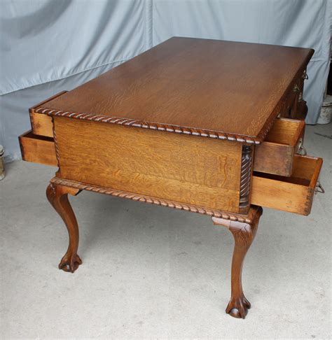 Bargain John's Antiques | Antique Carved Oak Partners Desk with carved claw feet - Bargain John ...