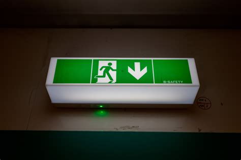 Green emergency exit sign | Emergency exit signs, Exit sign, Emergency