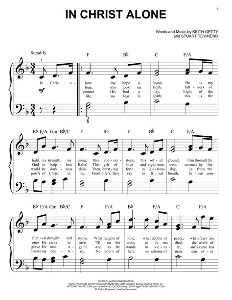 In Christ Alone by Keith & Kristyn Getty Sheet Music for Big Note Piano at Sheet Music Direct